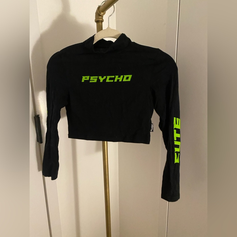 Black and green long sleeve crop top #goth #emo
